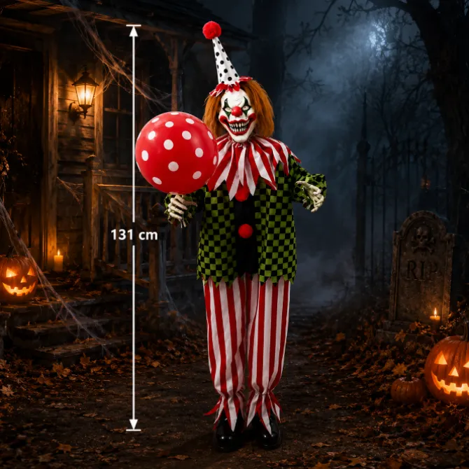 Clown met ballon staand - 131 cm