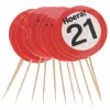 Cocktailprikkers 21 jaar rood/wit 12 stuks