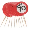 Cocktailprikkers 70 jaar rood/wit 12 stuks