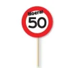 Cocktailprikkers 50 jaar rood/wit 12 stuks