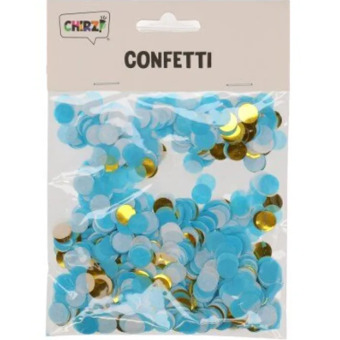 Confetti babyshower blauw/goud jongen