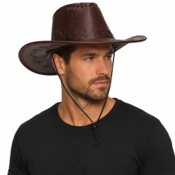Cowboyhoed kunstleer bruin