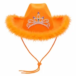 Cowboyhoed met kroontje oranje