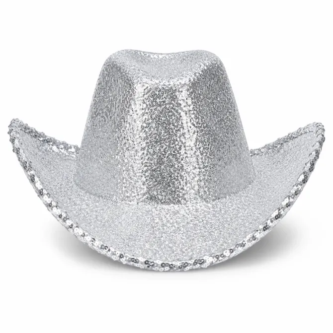 Cowboyhoed pailletten zilver