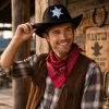 Cowboyhoed zwart met badge