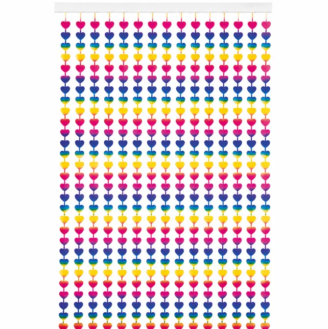 Deurgordijn folie hart regenboog - 1 x 2 m