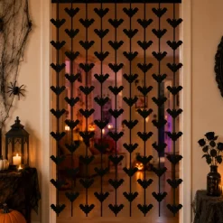 Deurgordijn Halloween vleermuizen folie zwart 1 x 2m