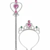 Diadeem en toverstaf prinsessen zilver/roze