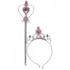 Diadeem en toverstaf prinsessen zilver/roze