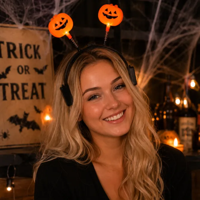 Diadeem Halloween pompoen met licht