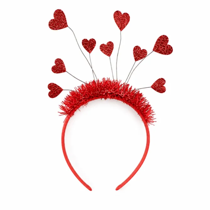 Diadeem hartjes glitter rood