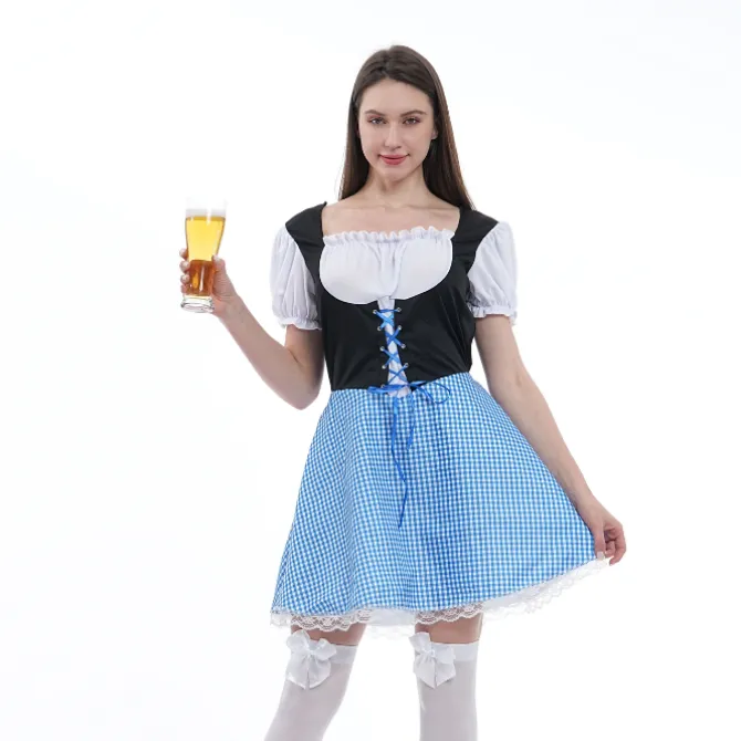 Dirndl blauw - maat S/M