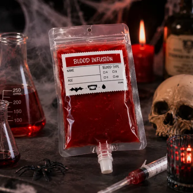 Drankzakjes Halloween infuus wit/zwart/rood 10 stuks