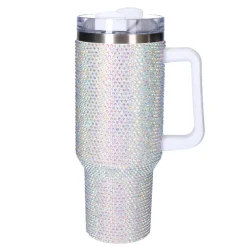 Drinkbeker to go zilver glitter diamant