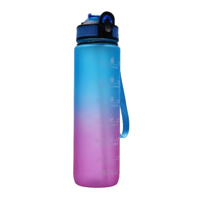 Drinkfles kleurverloop blauw/paars druppels