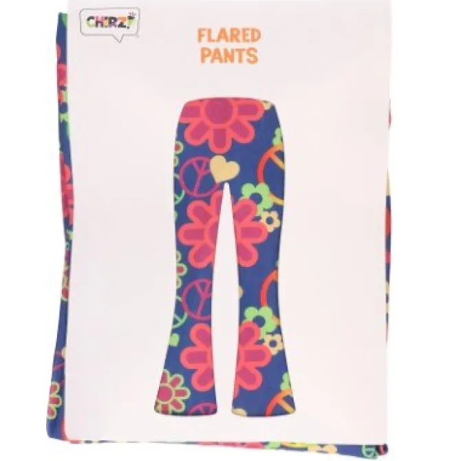 Flared broek hippie peace meerkleurig dames - S/M