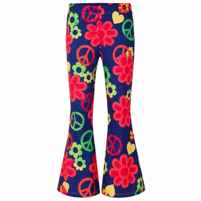 Flared broek hippie peace meerkleurig dames - L/XL