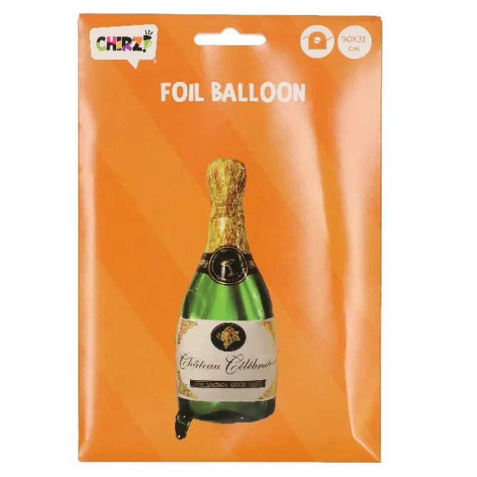 Folieballon champagnefles groen/goud - 70 x 31 cm