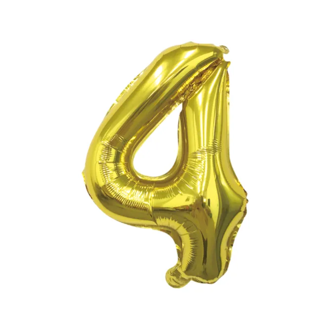 Folieballon cijfer 4 goud - 70 cm