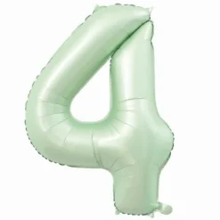 Folieballon cijfer 4 mintgroen - 80 cm