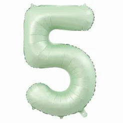 Folieballon cijfer 5 mintgroen - 80 cm
