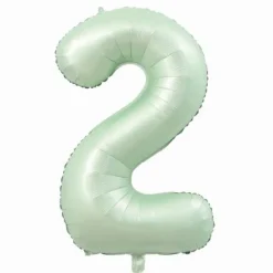 Folieballon cijfer 2 mintgroen - 80 cm