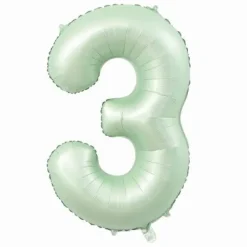Folieballon cijfer 3 mintgroen - 80 cm