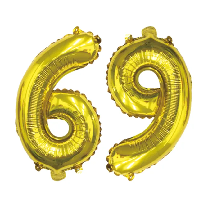 Folieballon cijfer 6 of 9 goud 70cm