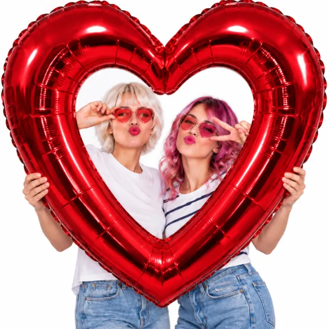 Folieballon frame hart rood