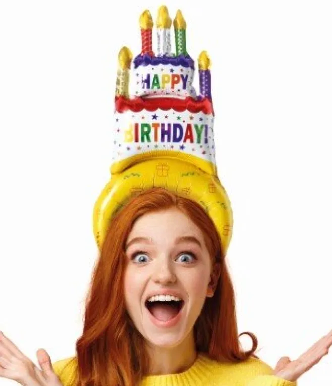 Folieballon haarband Happy birthday - 40 cm