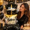 Folieballon happy birthday zwart - 150 cm