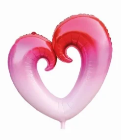 Folieballon hart roze verloop - 80cm