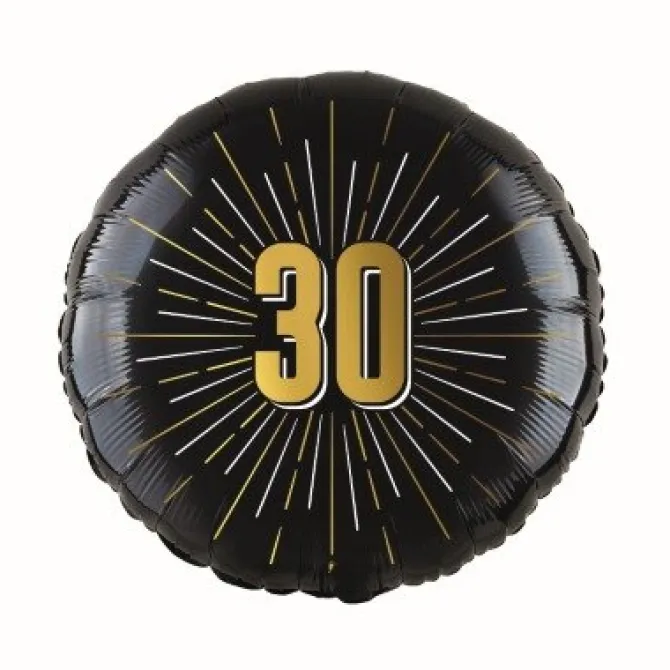 Folieballon 30 jaar goud/zwart