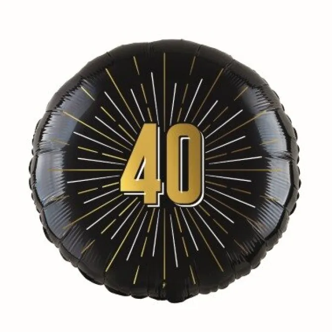 Folieballon 40 jaar goud/zwart