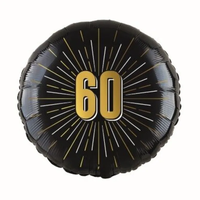 Folieballon 60 jaar goud/zwart