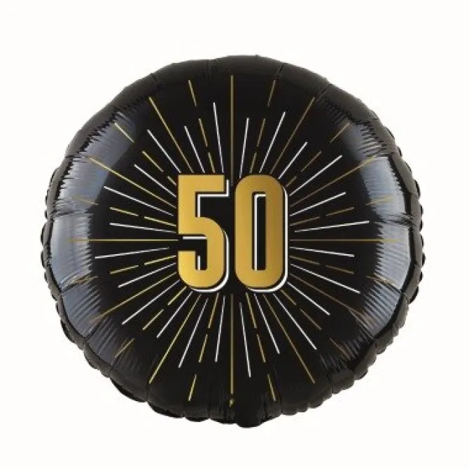 Folieballon 50 jaar goud/zwart