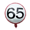 Folieballon 65 jaar rood/wit - 35 cm