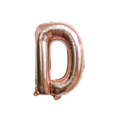 Folieballon letter D roségoud - 35 cm