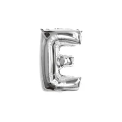 Folieballon letter E zilver - 35 cm