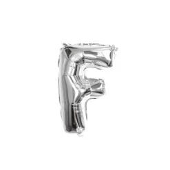Folieballon letter F zilver - 35 cm