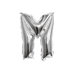 Folieballon letter M zilver - 35 cm