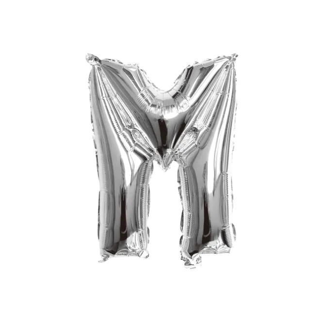 Folieballon letter M zilver - 35 cm