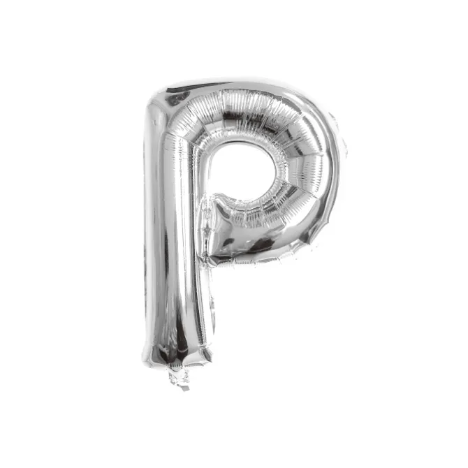 Folieballon letter P zilver - 35 cm
