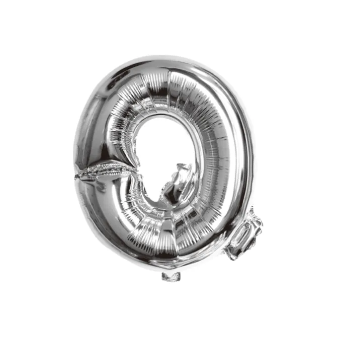Folieballon letter Q zilver - 35 cm
