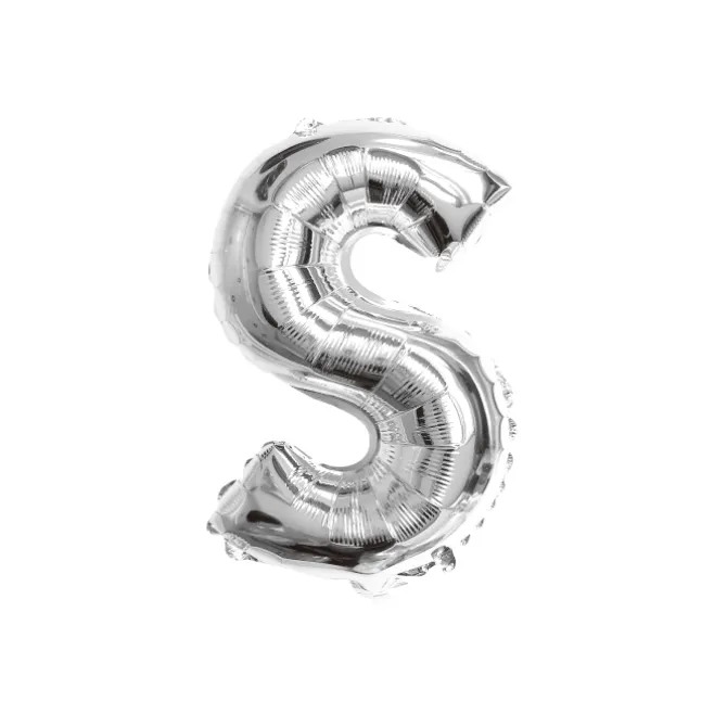 Folieballon letter S zilver - 35 cm