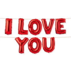 Folieballonnen slinger I love you rood