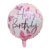Folieballon rond Happy birthday roze - 33 cm