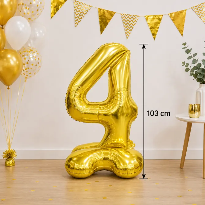 Folieballon staand XXL 4 goud - 103 cm
