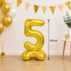 Folieballon staand XXL 5 goud - 103 cm