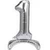 Folieballon staand 1 zilver - 68 cm